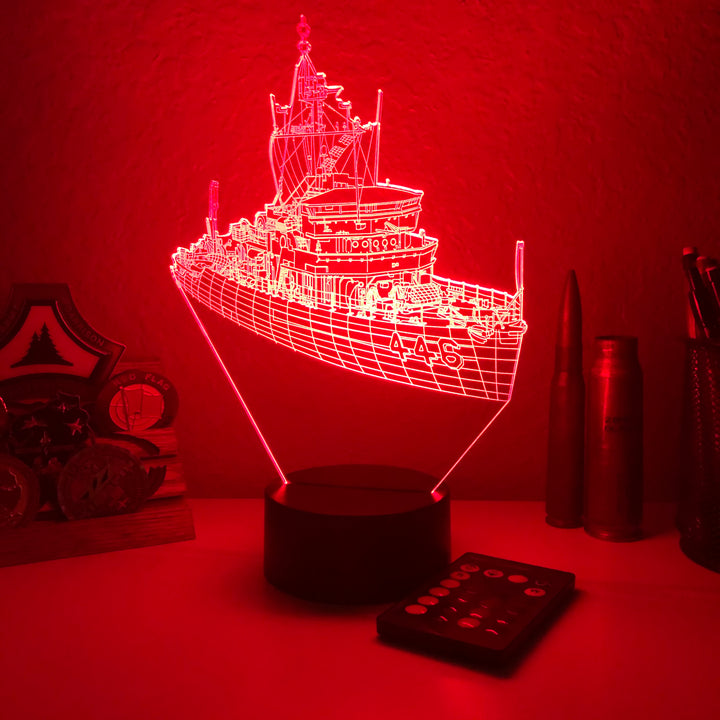 USS Fortify (MSO 446) - 3D Optical Illusion Lamp - carve-craftworks-llc