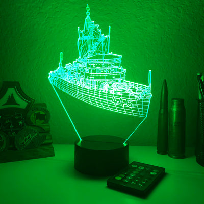 USS Fortify (MSO 446) - 3D Optical Illusion Lamp - carve-craftworks-llc