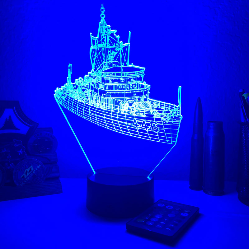 USS Fortify (MSO 446) - 3D Optical Illusion Lamp - carve-craftworks-llc