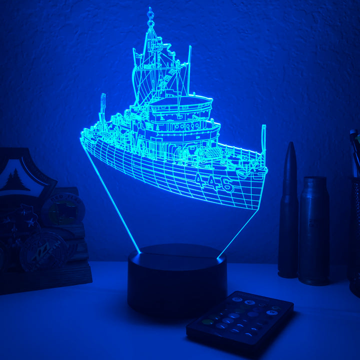 USS Fortify (MSO 446) - 3D Optical Illusion Lamp - carve-craftworks-llc