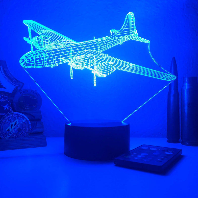 B-29 Superfortress - 3D Optical Illusion Lamp - carve-craftworks-llc
