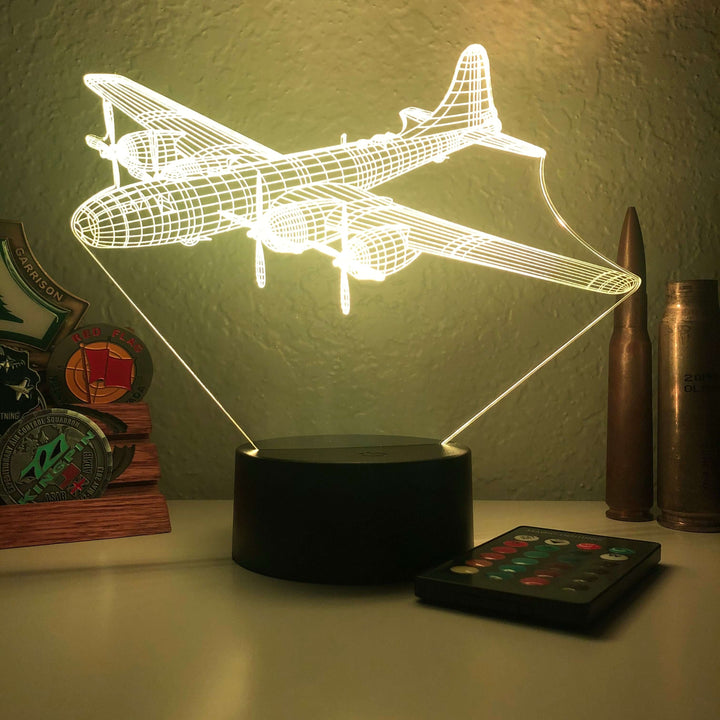 B-29 Superfortress - 3D Optical Illusion Lamp - carve-craftworks-llc