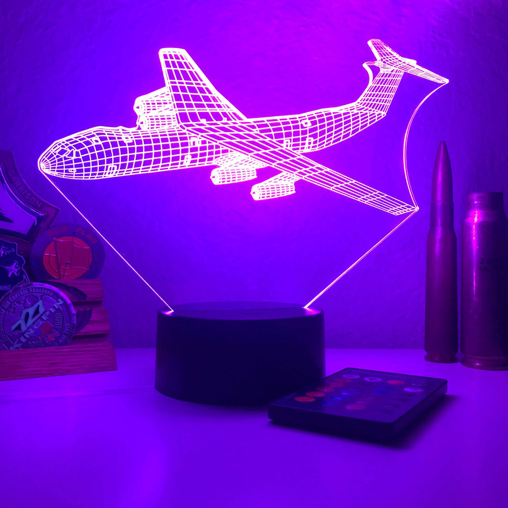 C-141 Starlifter - 3D Optical Illusion Lamp - carve-craftworks-llc