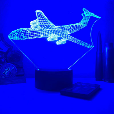 C-141 Starlifter - 3D Optical Illusion Lamp - carve-craftworks-llc