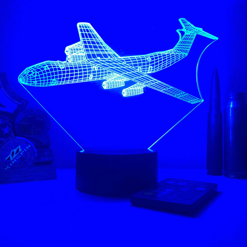 C-141 Starlifter - 3D Optical Illusion Lamp - carve-craftworks-llc