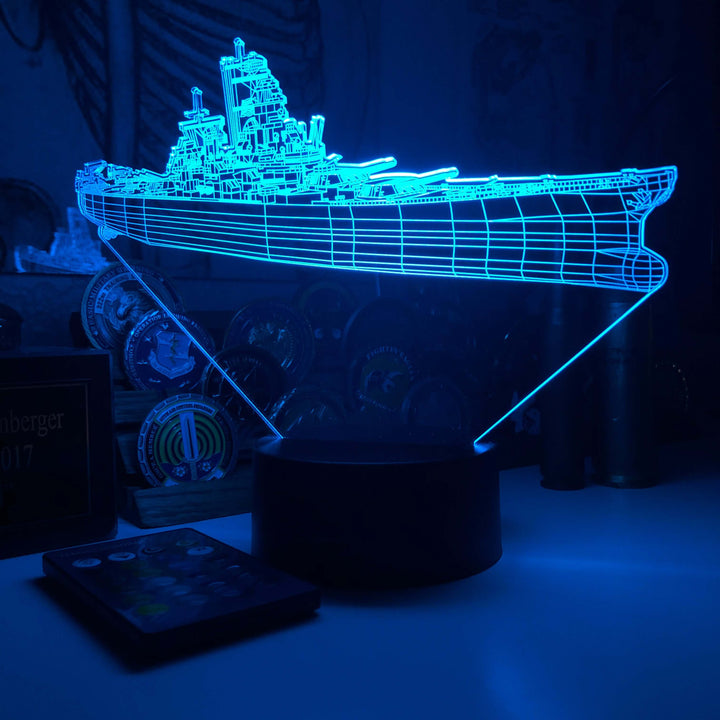 Battleship USS Iowa (BB-61) - 3D Optical Illusion Lamp - carve-craftworks-llc
