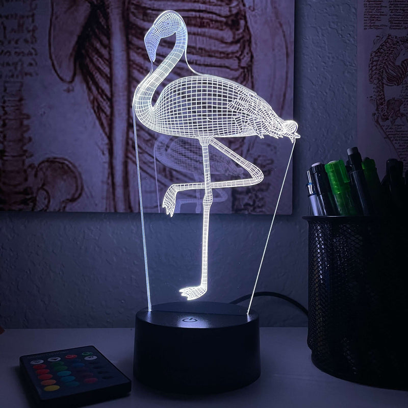 Flamingo - Animal - 3D Optical Illusion Lamp - carve-craftworks-llc