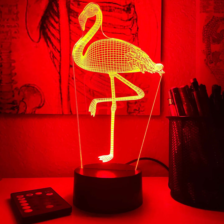 Flamingo - Animal - 3D Optical Illusion Lamp - carve-craftworks-llc