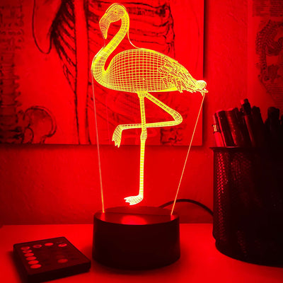 Flamingo - Animal - 3D Optical Illusion Lamp - carve-craftworks-llc