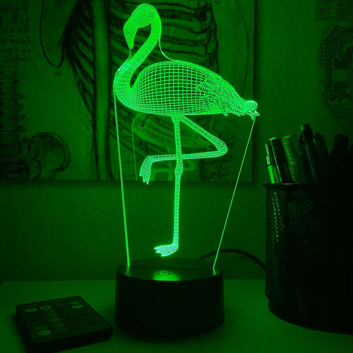 Flamingo - Animal - 3D Optical Illusion Lamp - carve-craftworks-llc
