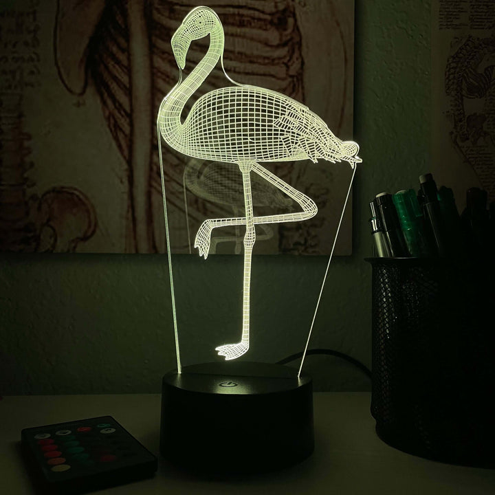 Flamingo - Animal - 3D Optical Illusion Lamp - carve-craftworks-llc