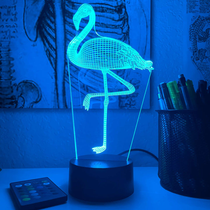 Flamingo - Animal - 3D Optical Illusion Lamp - carve-craftworks-llc