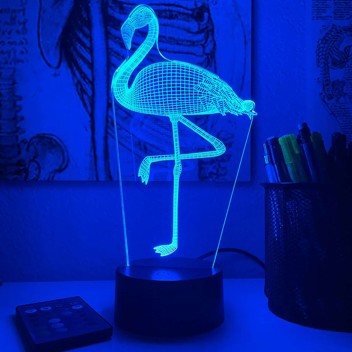 Flamingo - Animal - 3D Optical Illusion Lamp - carve-craftworks-llc
