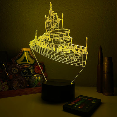 USS Conquest (AM 488) - 3D Optical Illusion Lamp - carve-craftworks-llc