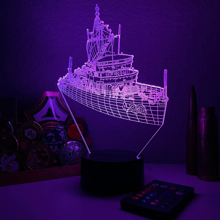 USS Conquest (AM 488) - 3D Optical Illusion Lamp - carve-craftworks-llc
