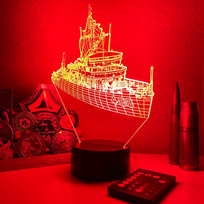 USS Conquest (AM 488) - 3D Optical Illusion Lamp - carve-craftworks-llc