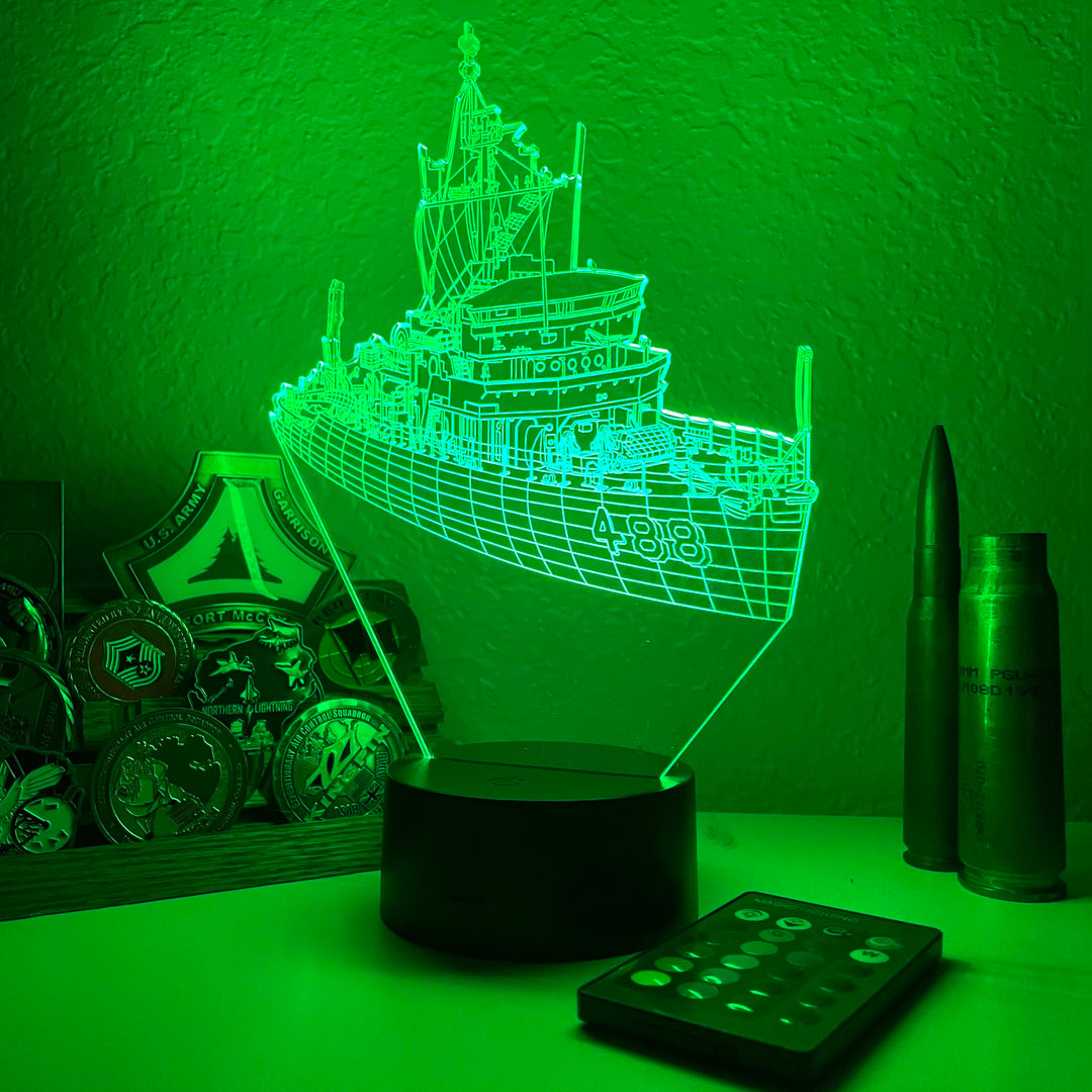 USS Conquest (AM 488) - 3D Optical Illusion Lamp - carve-craftworks-llc