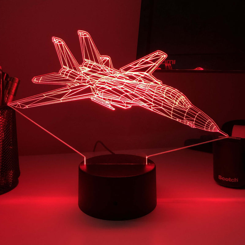 F-14 Tomcat - 3D Optical Illusion Lamp - carve-craftworks-llc