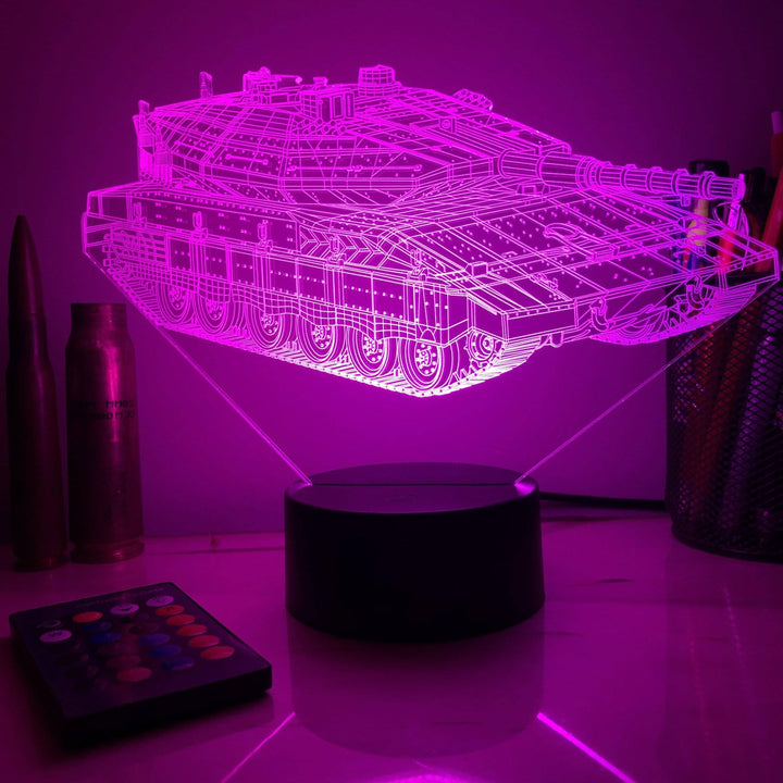 Merkava MK 4 Main Battle Tank  - 3D Optical Illusion Lamp - carve-craftworks-llc