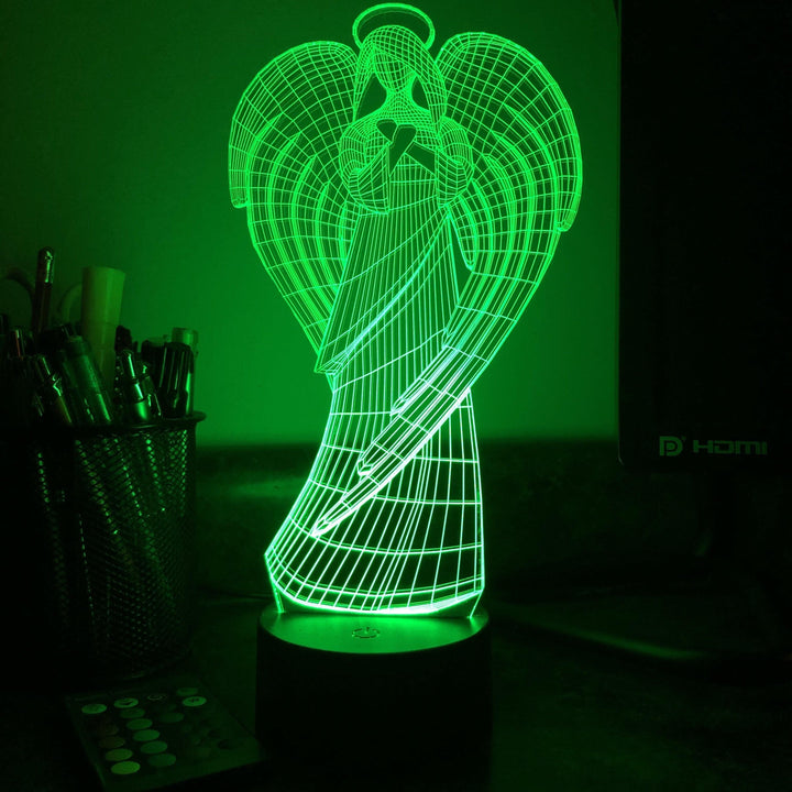 Guardian Angel - 3D Optical Illusion Lamp - carve-craftworks-llc