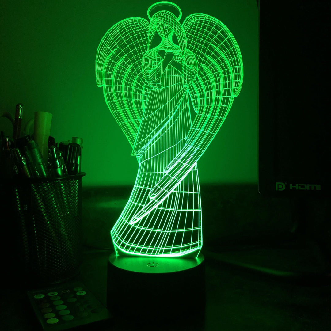 Guardian Angel - 3D Optical Illusion Lamp - carve-craftworks-llc