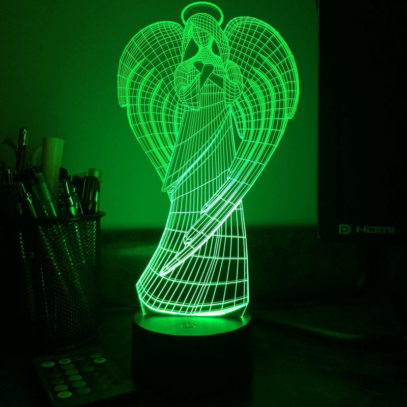 Guardian Angel - 3D Optical Illusion Lamp - carve-craftworks-llc