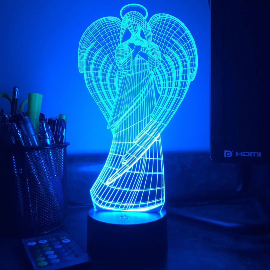 Guardian Angel - 3D Optical Illusion Lamp - carve-craftworks-llc