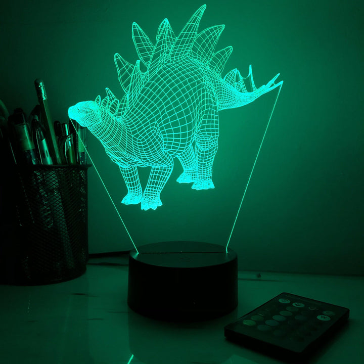 Stegosaurus Dinosaur- 3D Optical Illusion Lamp - carve-craftworks-llc