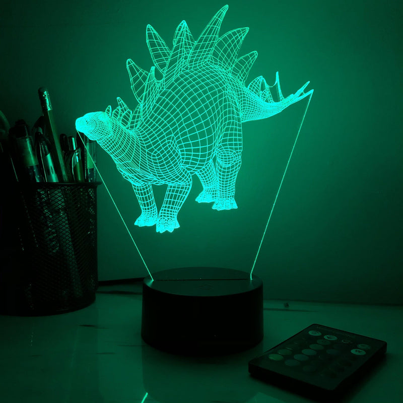 Stegosaurus Dinosaur- 3D Optical Illusion Lamp - carve-craftworks-llc