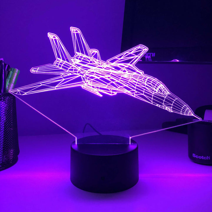 F-14 Tomcat - 3D Optical Illusion Lamp - carve-craftworks-llc