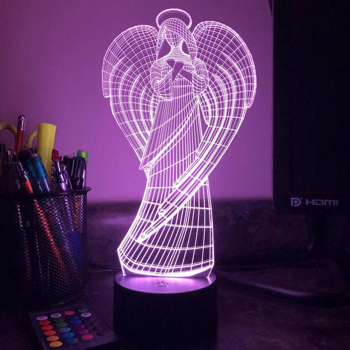 Guardian Angel - 3D Optical Illusion Lamp - carve-craftworks-llc