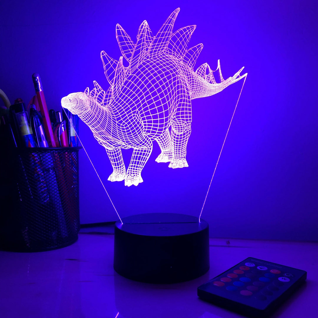 Stegosaurus Dinosaur- 3D Optical Illusion Lamp - carve-craftworks-llc