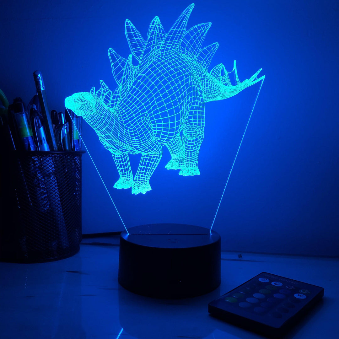Stegosaurus Dinosaur- 3D Optical Illusion Lamp - carve-craftworks-llc