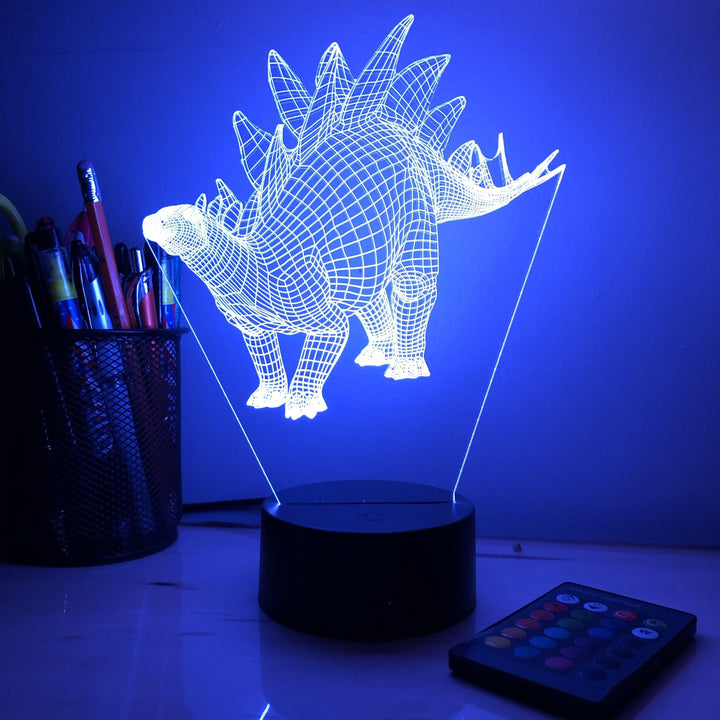 Stegosaurus Dinosaur- 3D Optical Illusion Lamp - carve-craftworks-llc