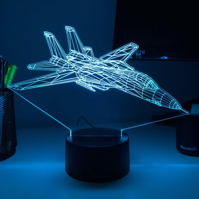 F-14 Tomcat - 3D Optical Illusion Lamp - carve-craftworks-llc