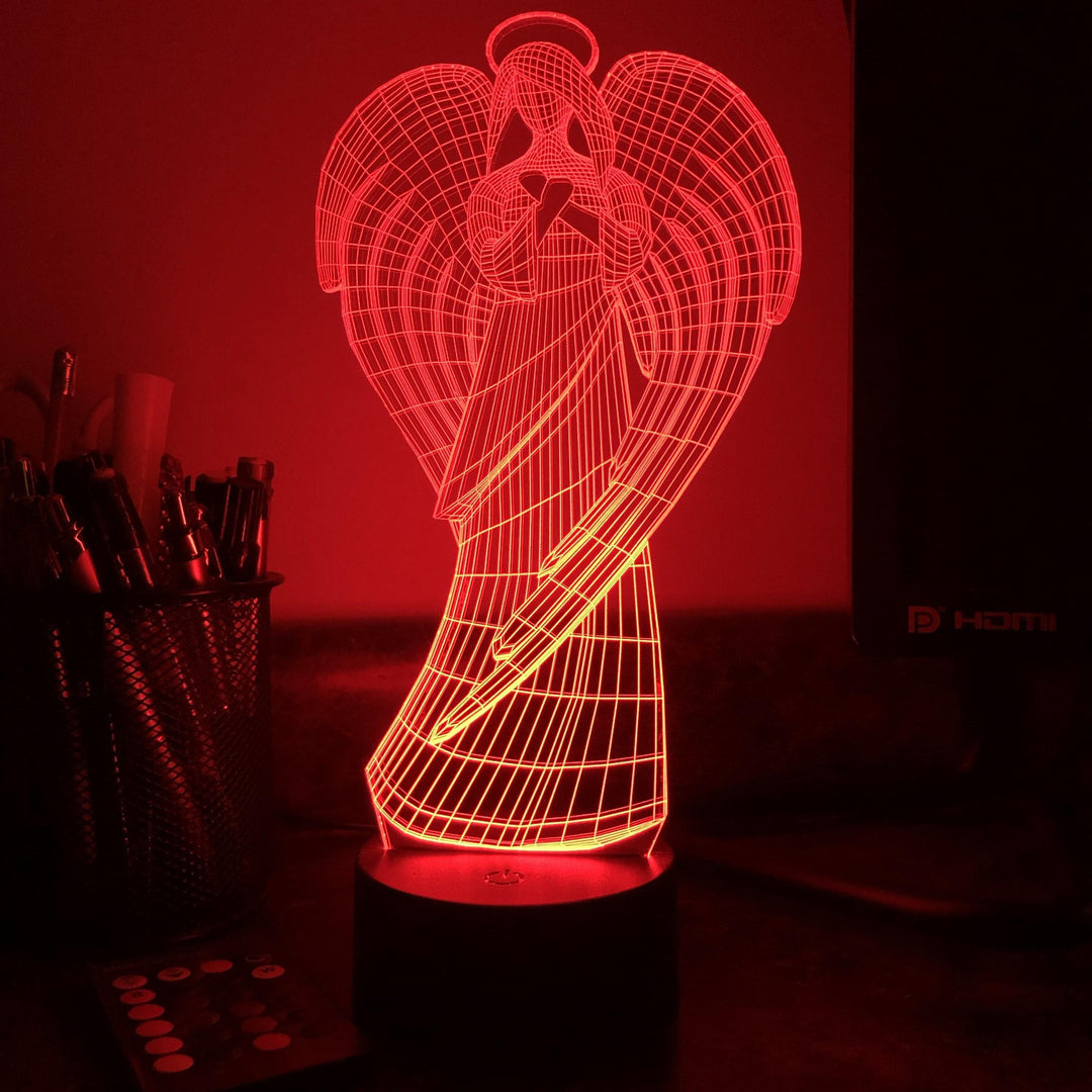 Guardian Angel - 3D Optical Illusion Lamp - carve-craftworks-llc