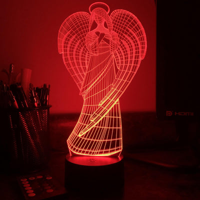 Guardian Angel - 3D Optical Illusion Lamp - carve-craftworks-llc