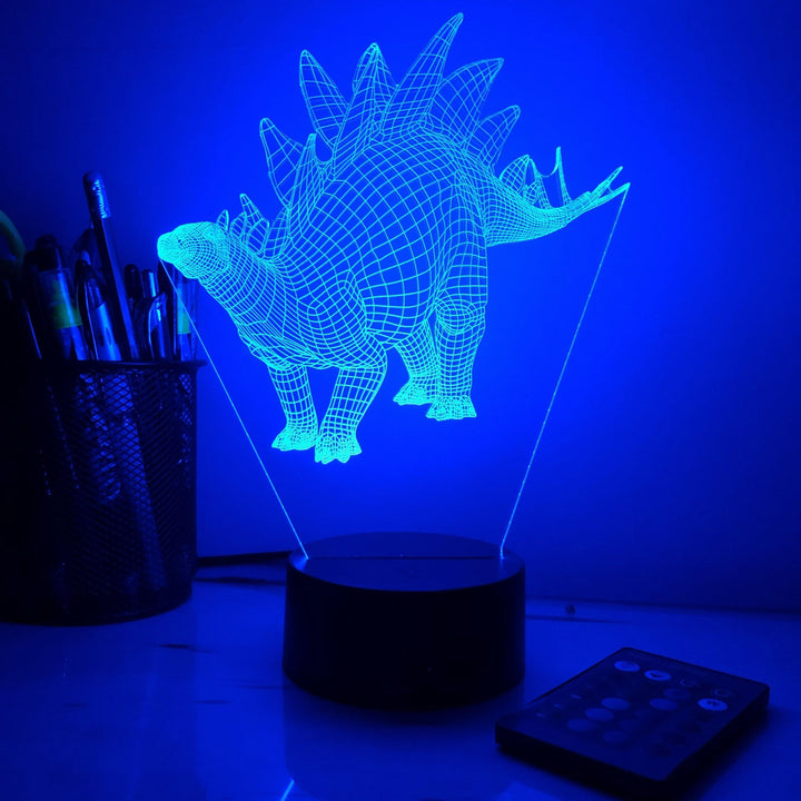 Stegosaurus Dinosaur- 3D Optical Illusion Lamp - carve-craftworks-llc