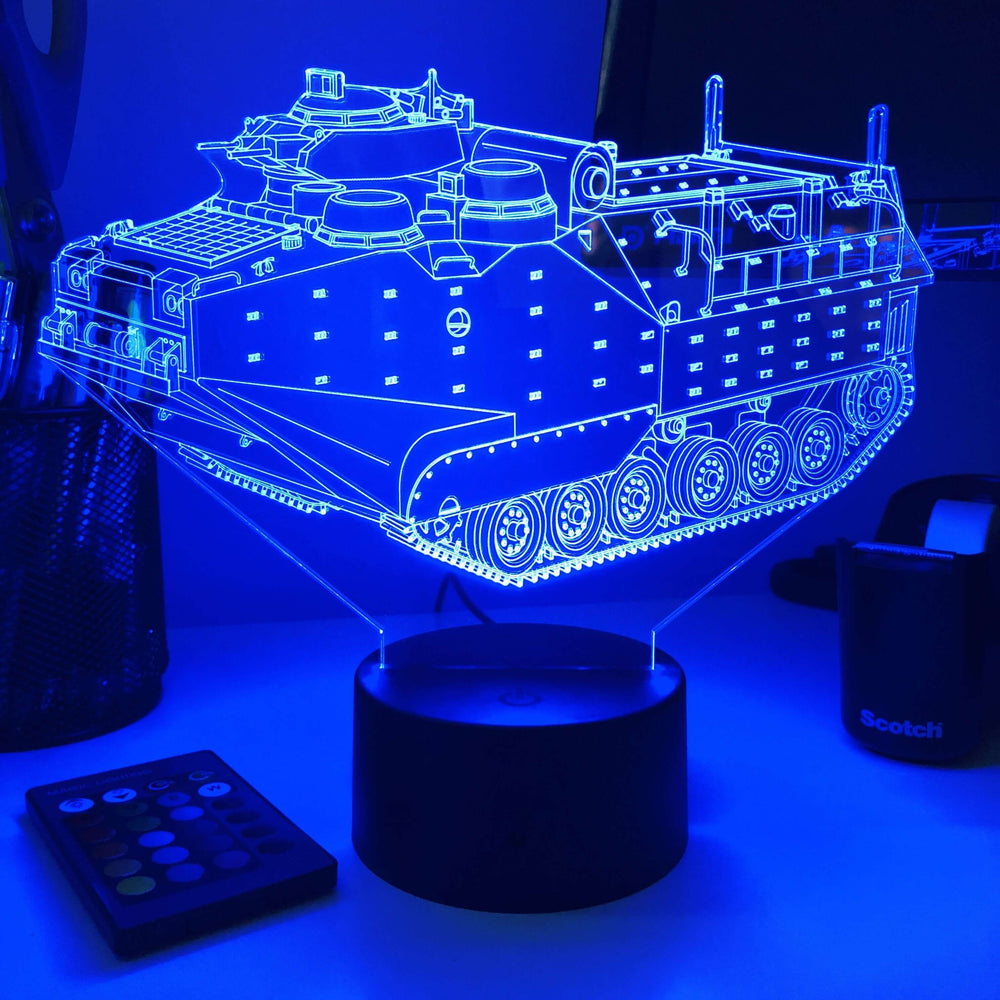 AAV-P7/A1 Amphibious Assault Vehicle  - 3D Optical Illusion Lamp - carve-craftworks-llc