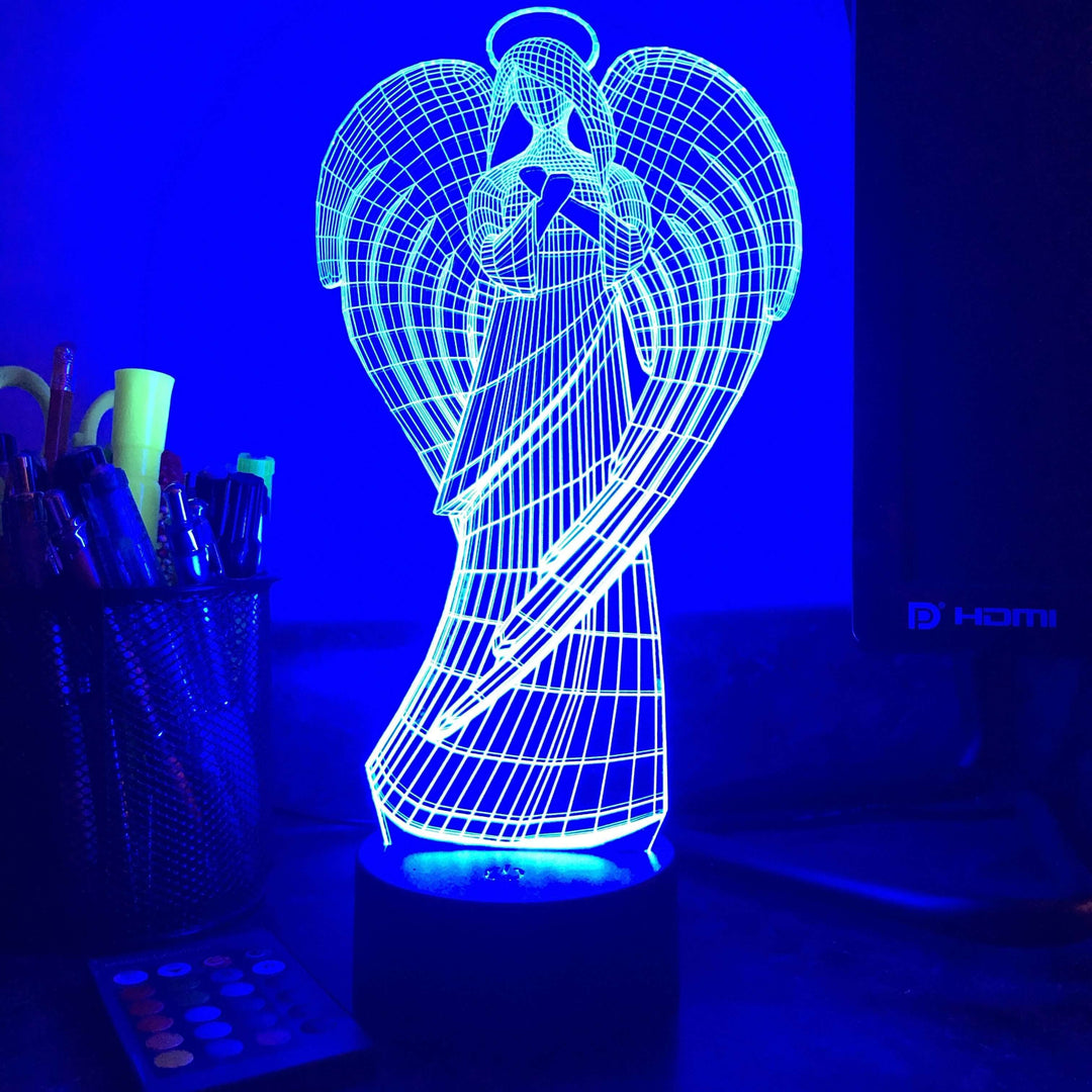 Guardian Angel - 3D Optical Illusion Lamp - carve-craftworks-llc