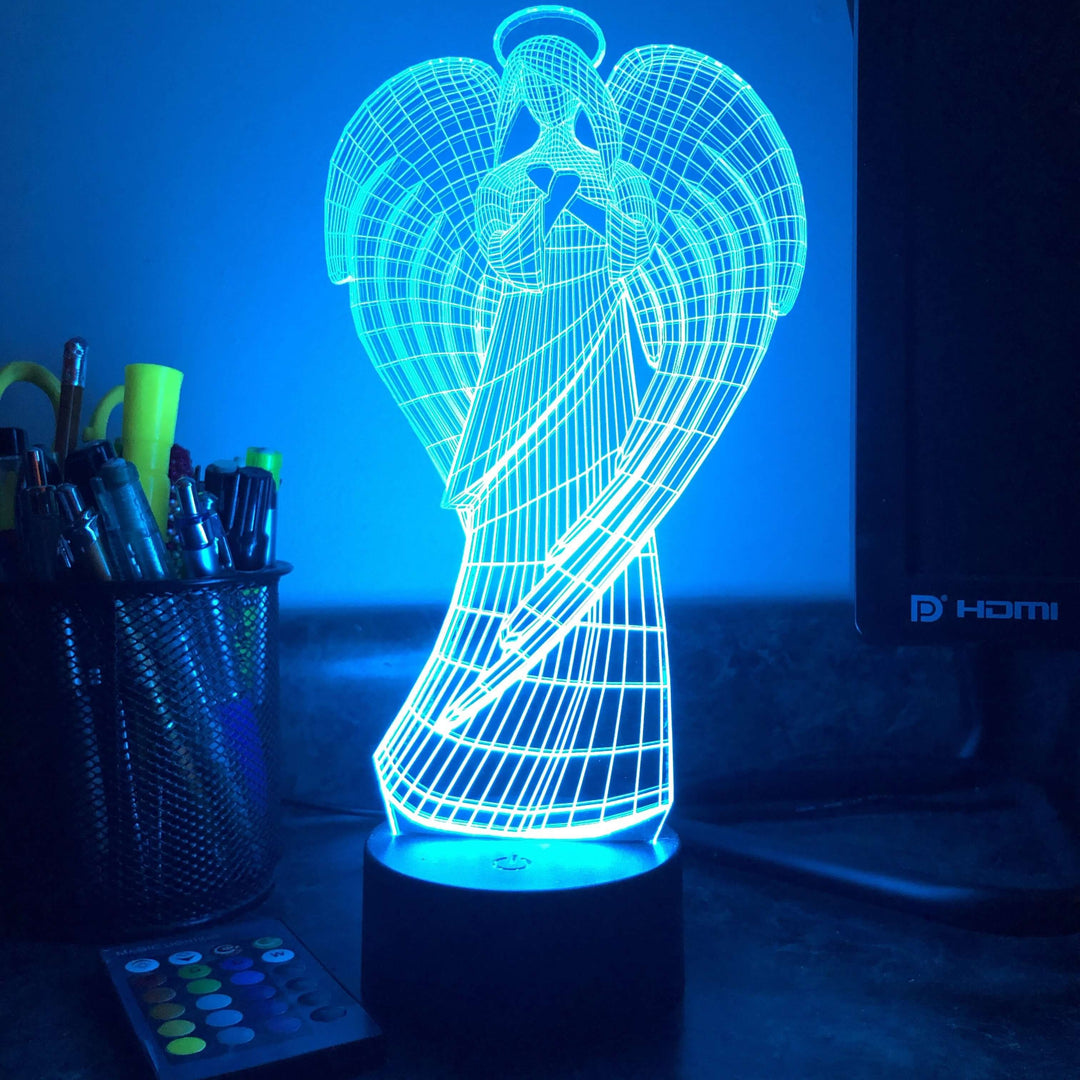 Guardian Angel - 3D Optical Illusion Lamp - carve-craftworks-llc