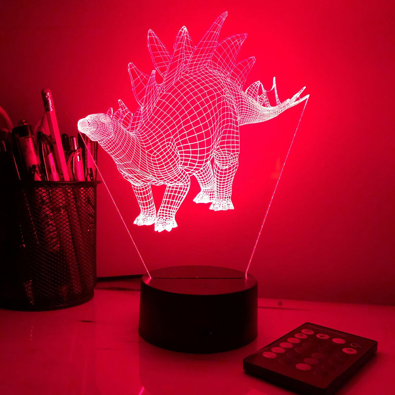 Stegosaurus Dinosaur- 3D Optical Illusion Lamp - carve-craftworks-llc