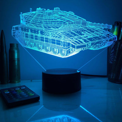 Merkava MK 4 Main Battle Tank  - 3D Optical Illusion Lamp - carve-craftworks-llc