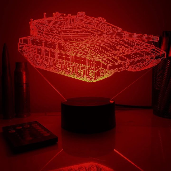 Merkava MK 4 Main Battle Tank  - 3D Optical Illusion Lamp - carve-craftworks-llc