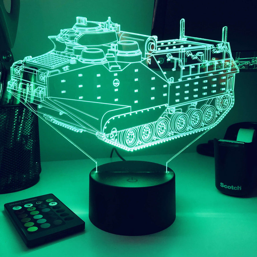 AAV-P7/A1 Amphibious Assault Vehicle  - 3D Optical Illusion Lamp - carve-craftworks-llc