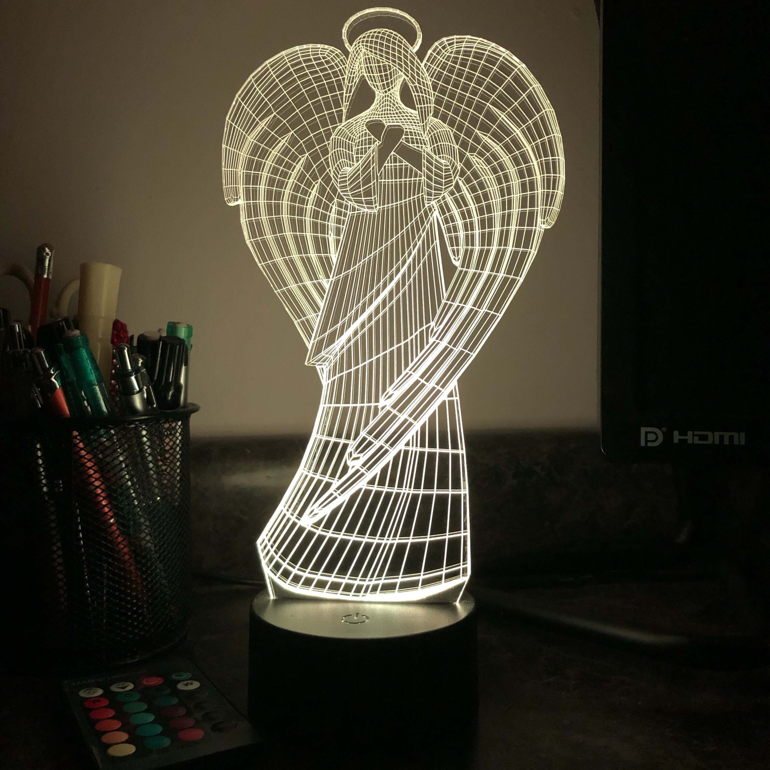 Guardian Angel - 3D Optical Illusion Lamp – Carve Craftworks, LLC