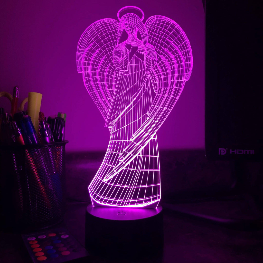 Guardian Angel - 3D Optical Illusion Lamp - carve-craftworks-llc